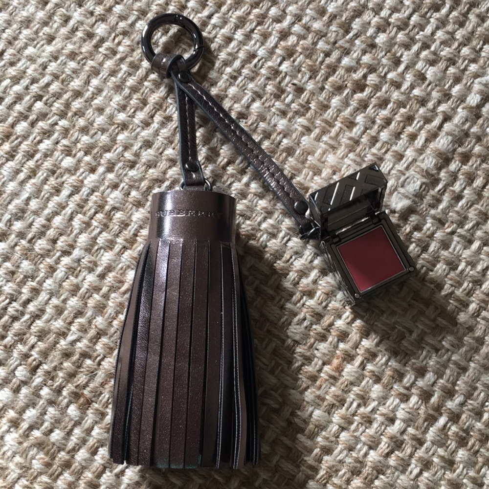 Burberry fringe keychain with lipgloss